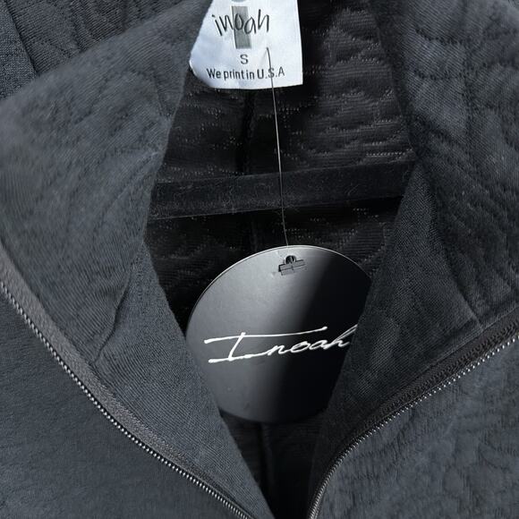 NWT Inoah Black With Embossed Roses Zip Front Tunic Dress #1135 SMALL - Picture 5 of 5